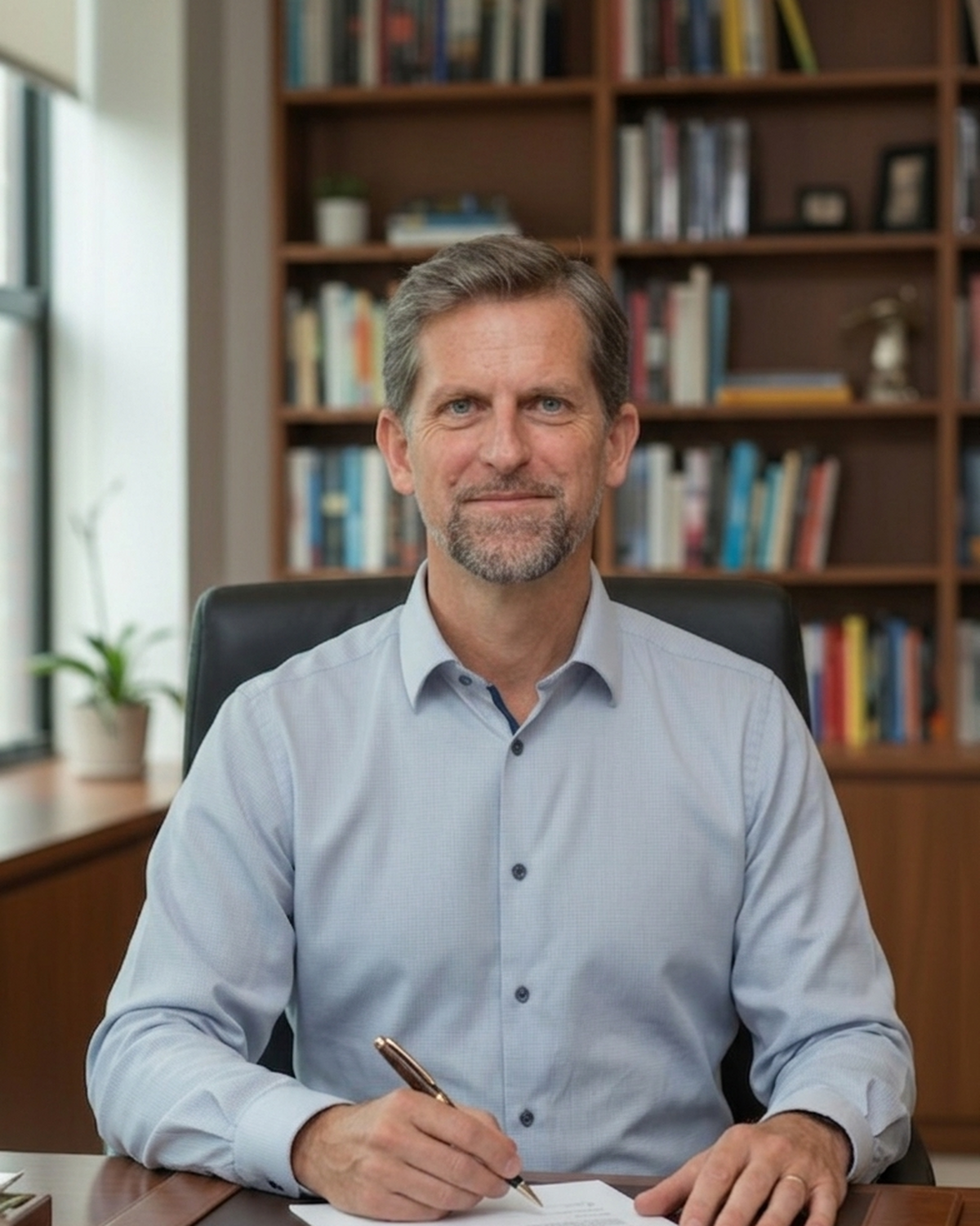 Christian Drenth at his desk in the office