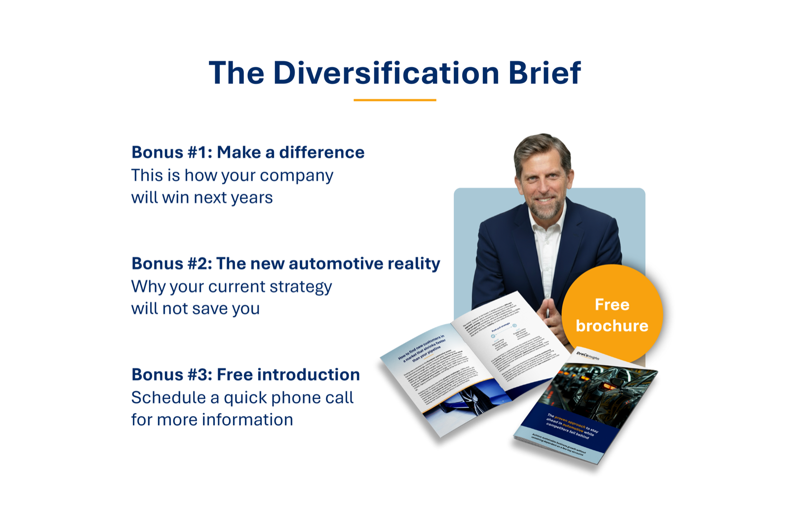 The Diversification Brief cover, with the three bonuses and the brochure